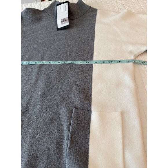 Alison Sheri Womens Colorblock Turtleneck Sweater S Gray & White Viscose Blend - Picture 13 of 15